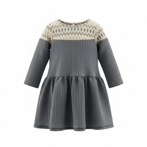 Rare Editions Stylish Comfy Casual Girls Dress - Gray/Cream NWT 3T/3